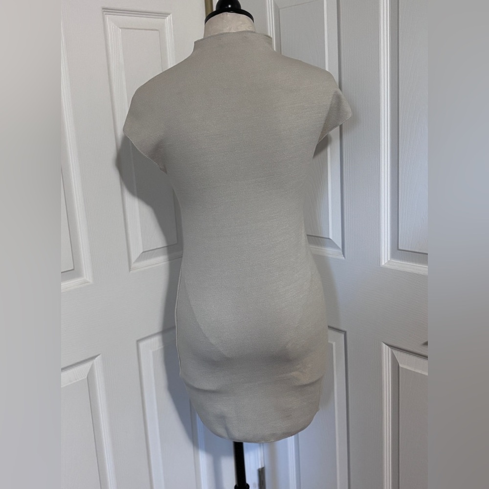 ZARA Casual Knit Short Stretch Bodycon Dress in Beige M - Picture 3 of 6